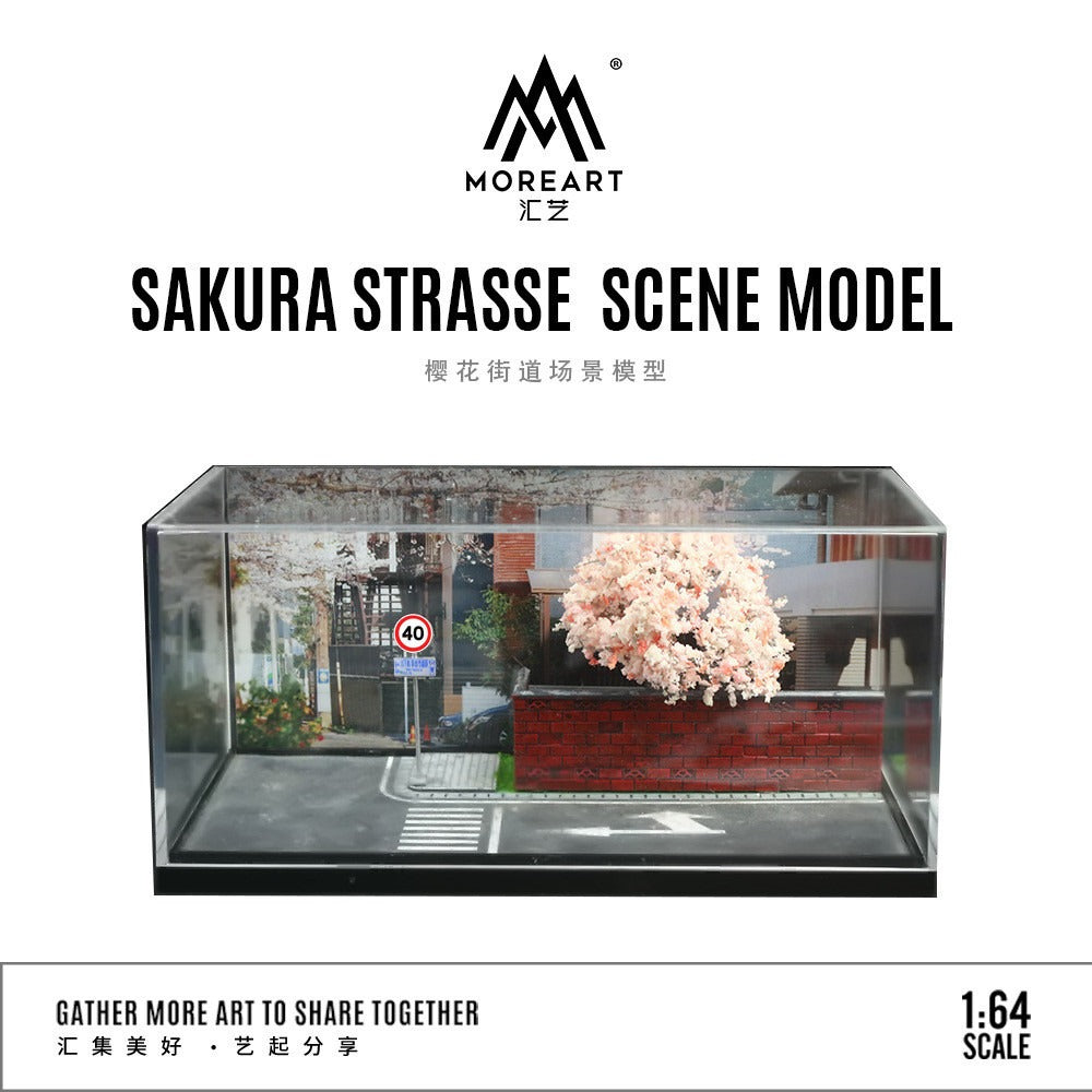 MoreArt 1:64 Sakura Strasse Scene Car Model Diecasts Parking Lot Diorama Car Street