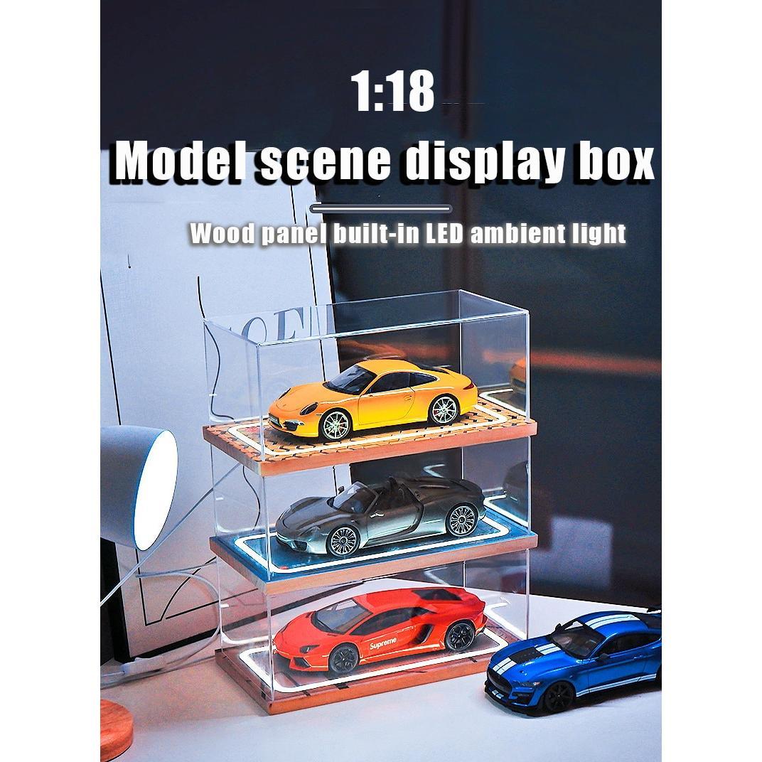 1:18 Diorama Assembled Acrylic Cover Parking Lot With LED Light