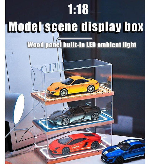 1:18 Diorama Assembled Acrylic Cover Parking Lot With LED Light