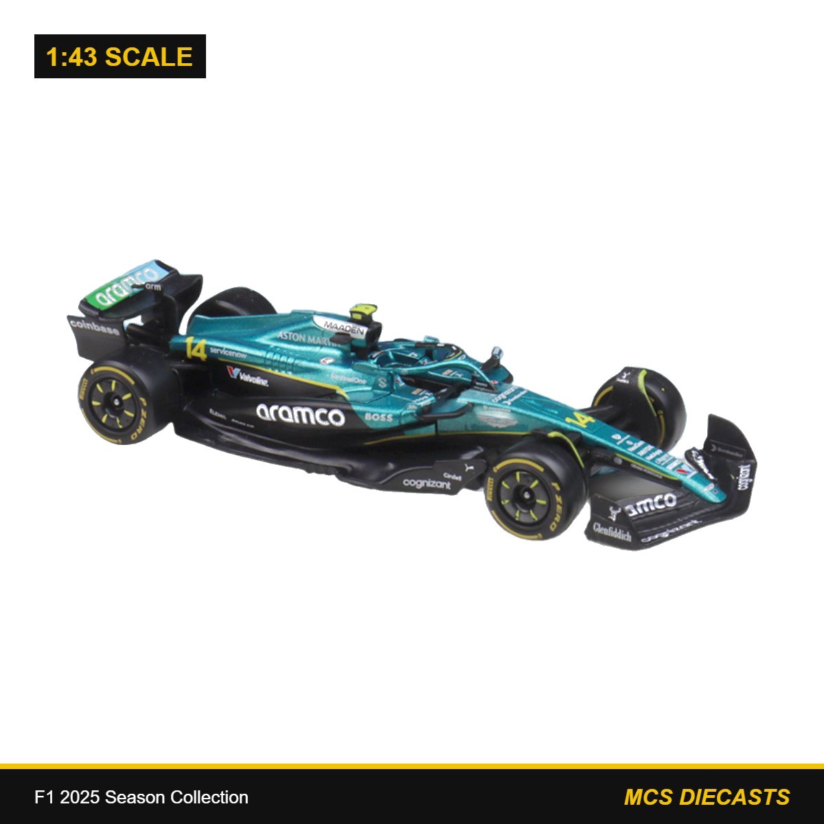 1:43 F1 2025 Season Collection – 2025 Aston Martin AMR25 #14 Alonso Australia GP