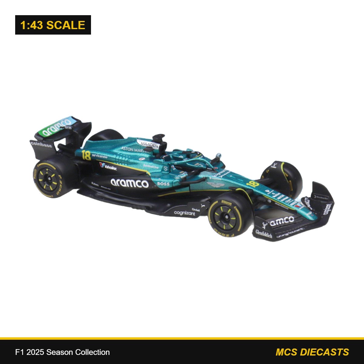 1:43 F1 2025 Season Collection – 2025 Aston Martin AMR25 #18 Stroll Australia GP