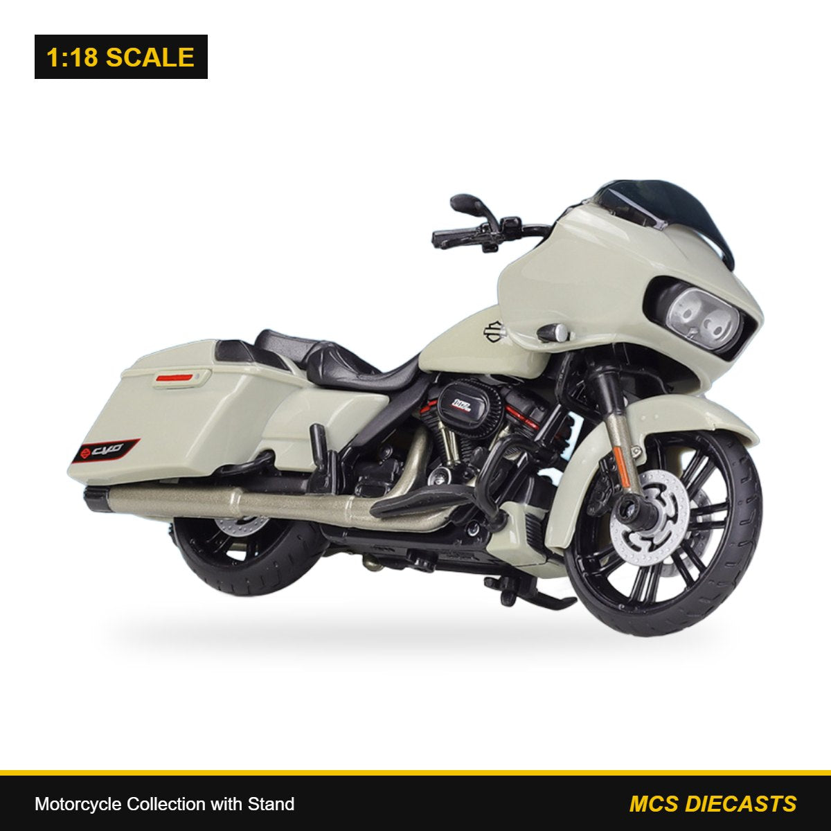 1:18 Motorcycle Collection with Stand – Harley-Davidson 2018 CVO Road Glide Light Grey