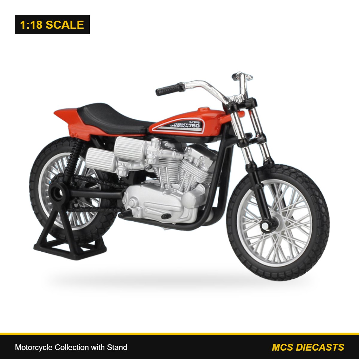 1:18 Motorcycle Collection with Stand – Harley-Davidson 1972 XR750 Racing Bike