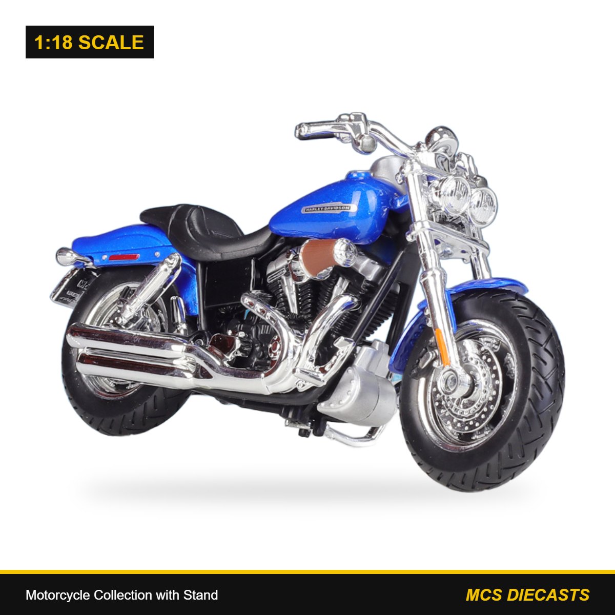 1:18 Motorcycle Collection with Stand – Harley-Davidson 2009 Fxdfse CVO Fat Bob Blue
