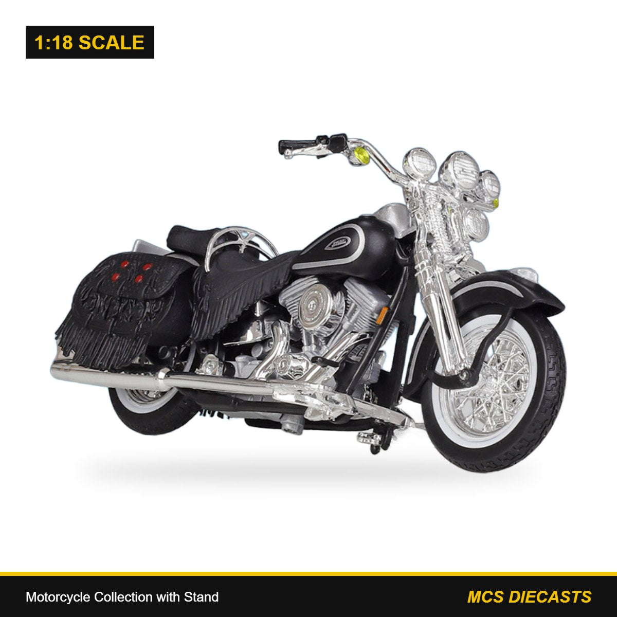 1:18 Motorcycle Collection with Stand – Harley-Davidson 1999 FLSTS Heritage Softail Springer Matte Black