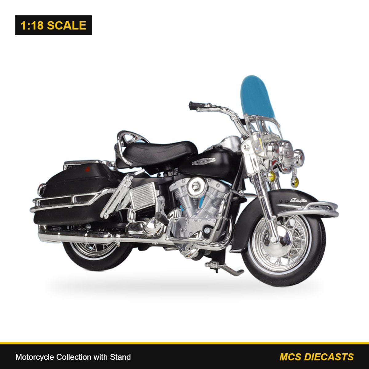 1:18 Motorcycle Collection with Stand – Harley-Davidson 1966 Flh Electra Glide Black