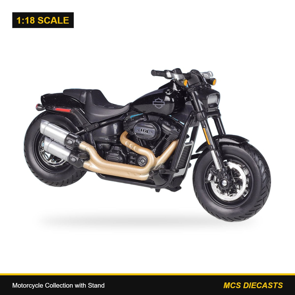 1:18 Motorcycle Collection with Stand – Harley-Davidson 2022 Fat Bob 114 Black