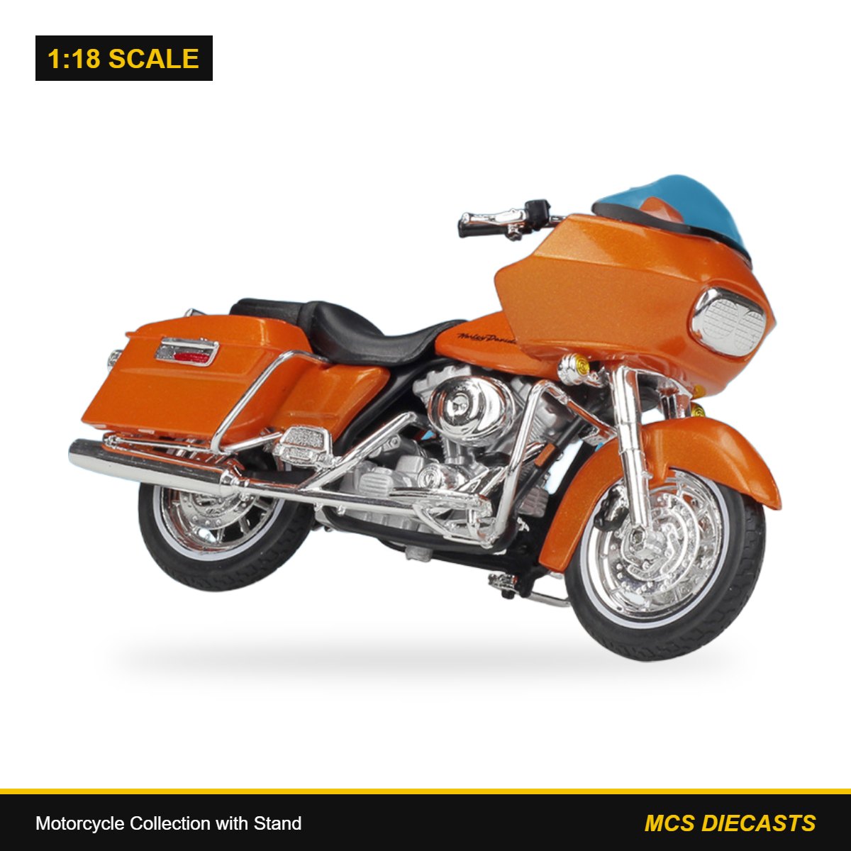 1:18 Motorcycle Collection with Stand – Harley-Davidson 2002 FLTR Road Glide Orange