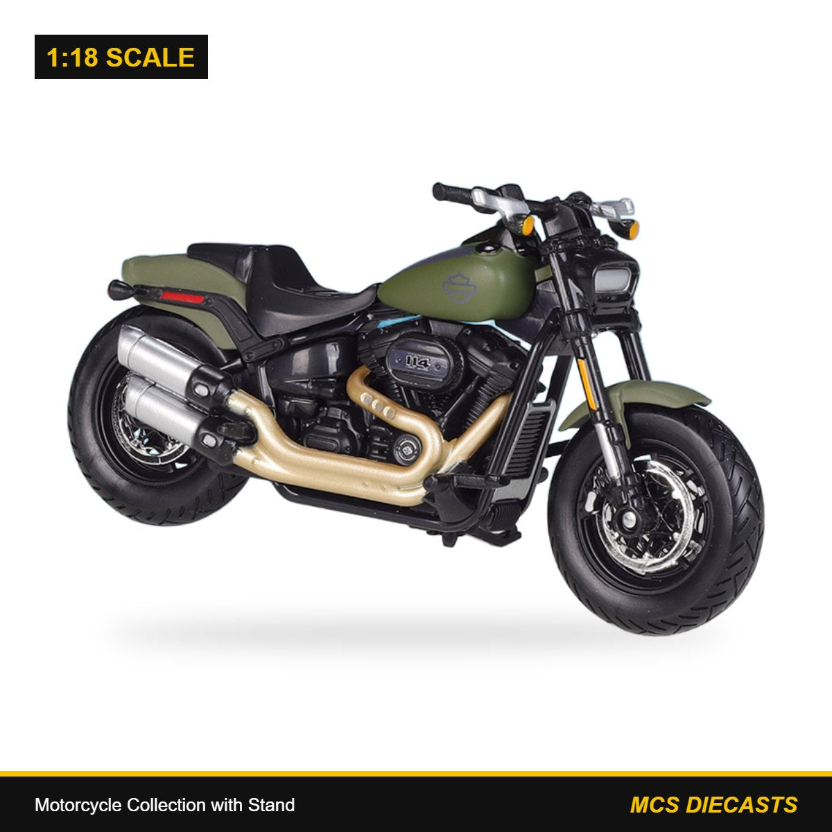 1:18 Motorcycle Collection with Stand – Harley-Davidson Fat Bob 114 Green