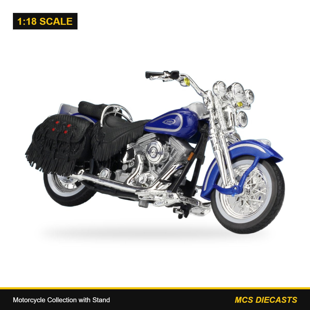 1:18 Motorcycle Collection with Stand – Harley-Davidson 1999 FLSTS Heritage Softail Springer Blue