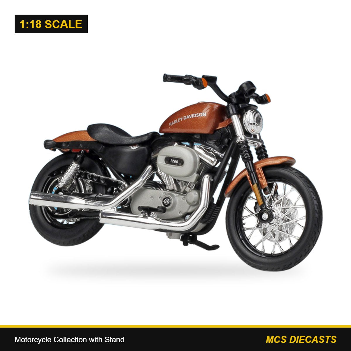 1:18 Motorcycle Collection with Stand – Harley-Davidson 2007 XL 1200N Nightster Orange
