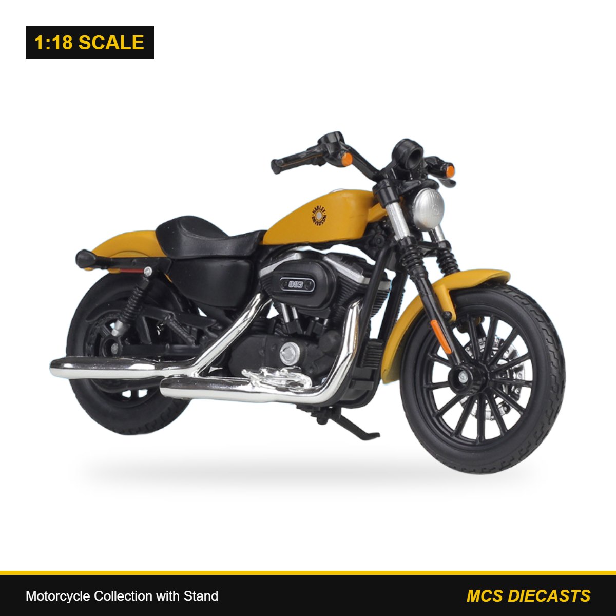 1:18 Motorcycle Collection with Stand – Harley-Davidson 2014Sportster Iron 883 Yellow