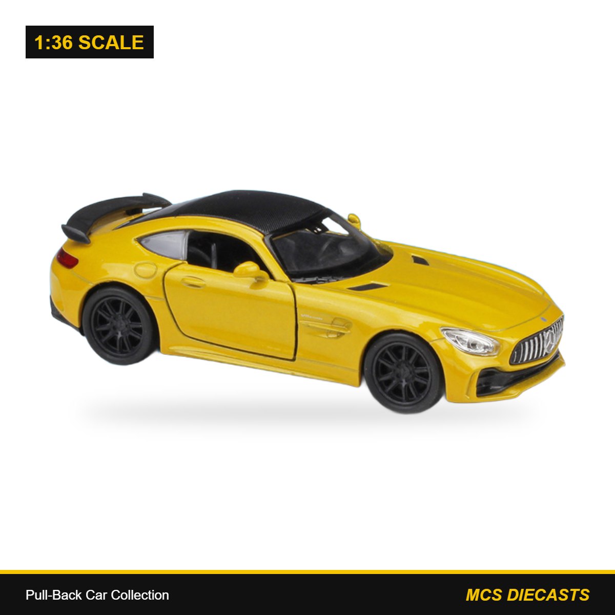 1:36 Pull-Back Car Collection – Mercedes-Benz AMG GT R Yellow