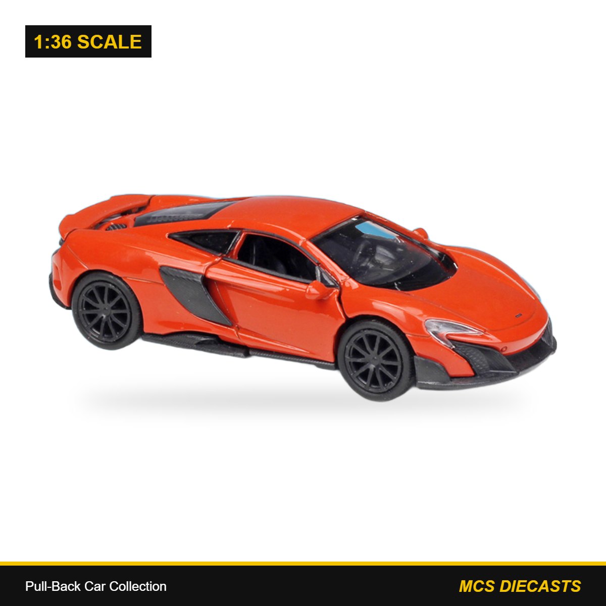 1:36 Pull-Back Car Collection – McLaren 675LT Coupe Orange Red