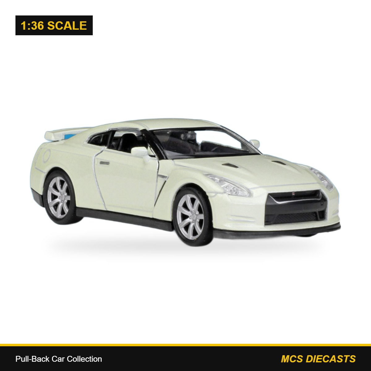1:36 Pull-Back Car Collection – Nissan GTR White