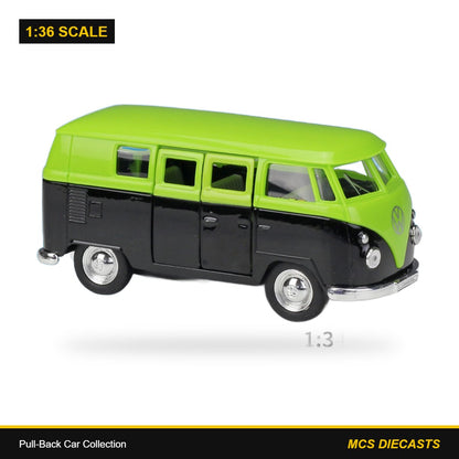 1:36 Pull-Back Car Collection – 1963 Volkswagen T1 Bus Emerald Green