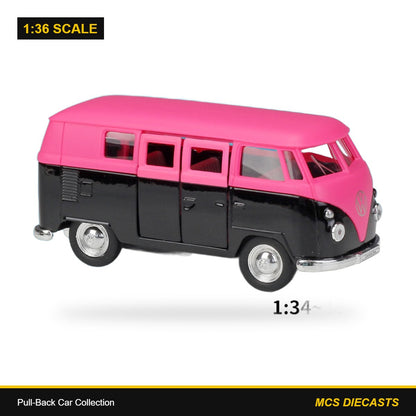1:36 Pull-Back Car Collection – 1963 Volkswagen T1 Bus Pink