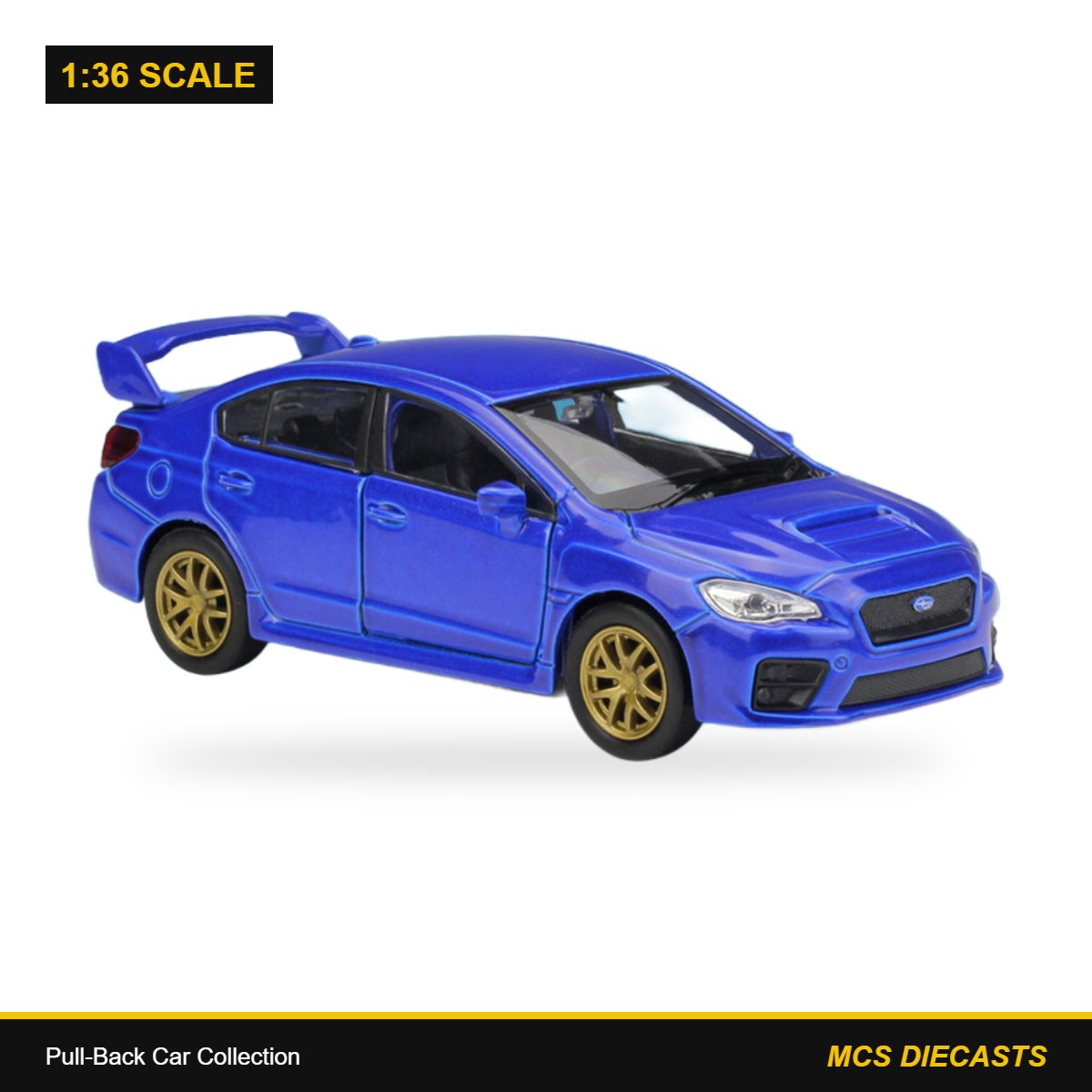 1:36 Pull-Back Car Collection – Subaru WRX STI Blue