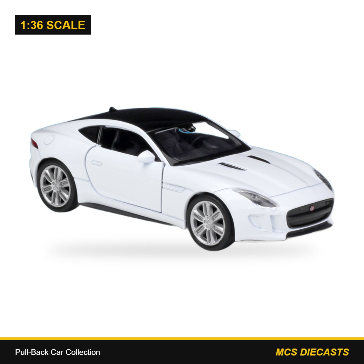 1:36 Pull-Back Car Collection – Jaguar F-Type Coupe White
