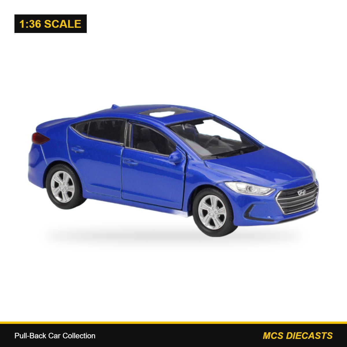 1:36 Pull-Back Car Collection – Hyundai Elanrta Blue