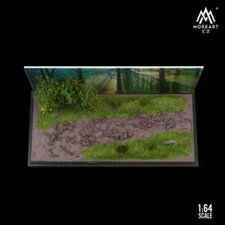 1:64 Green Field Forest Car Model Miniature Scene Parking Lot Diorama Garage