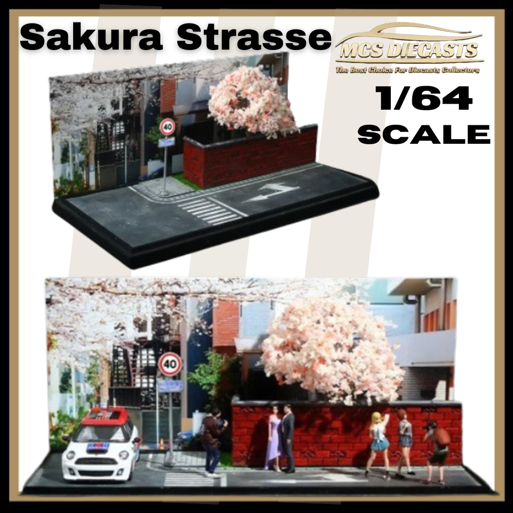 MoreArt 1:64 Sakura Strasse Scene Car Model Diecasts Parking Lot Diorama Car Street