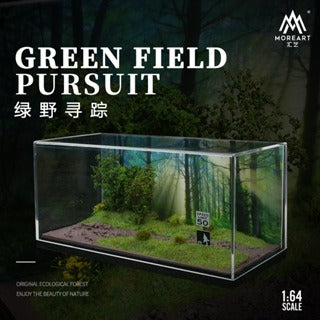 1:64 Green Field Forest Car Model Miniature Scene Parking Lot Diorama Garage