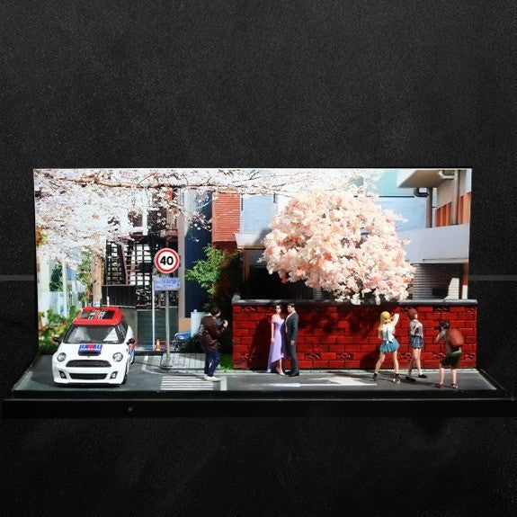 MoreArt 1:64 Sakura Strasse Scene Car Model Diecasts Parking Lot Diorama Car Street