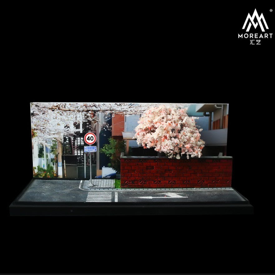 MoreArt 1:64 Sakura Strasse Scene Car Model Diecasts Parking Lot Diorama Car Street