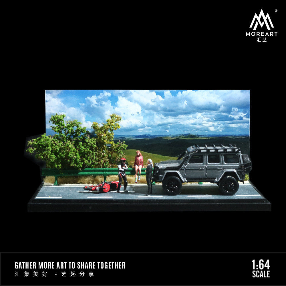 MoreArt 1:64 Mountain Road Scene Car Model Diecasts Parking Lot Model Diorama Collection Gift