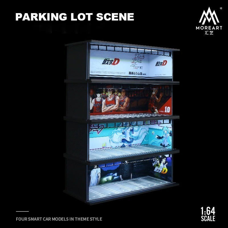 MoreArt 1:64 Initial D Hatsune Miku Slam Dunk Light Car Model Scene Car Model Diecasts Parking Lot Diorama