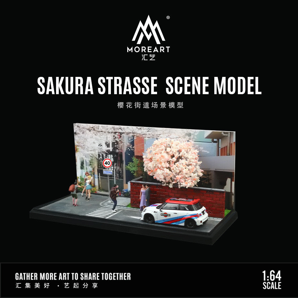 MoreArt 1:64 Sakura Strasse Scene Car Model Diecasts Parking Lot Diorama Car Street