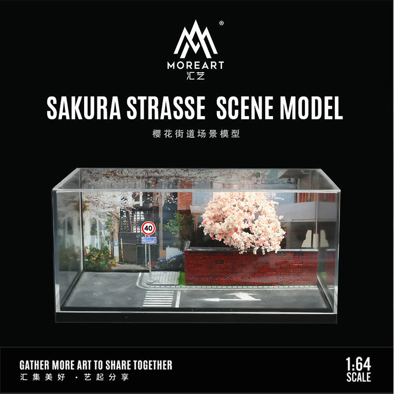 MoreArt 1:64 Sakura Strasse Scene Car Model Diecasts Parking Lot Diorama Car Street