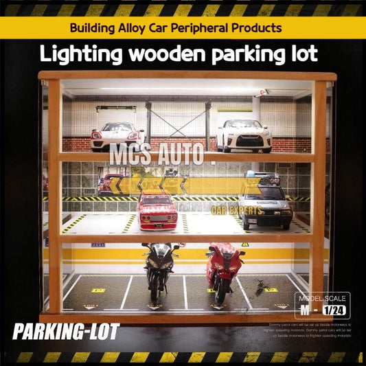 1:24 Multi-layer Lighting Wooden Parking Lot